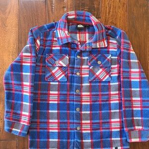 Quicksilver Boy Youth Fleece Shirt Jacket  Blue Red Plaid Size S 7/8